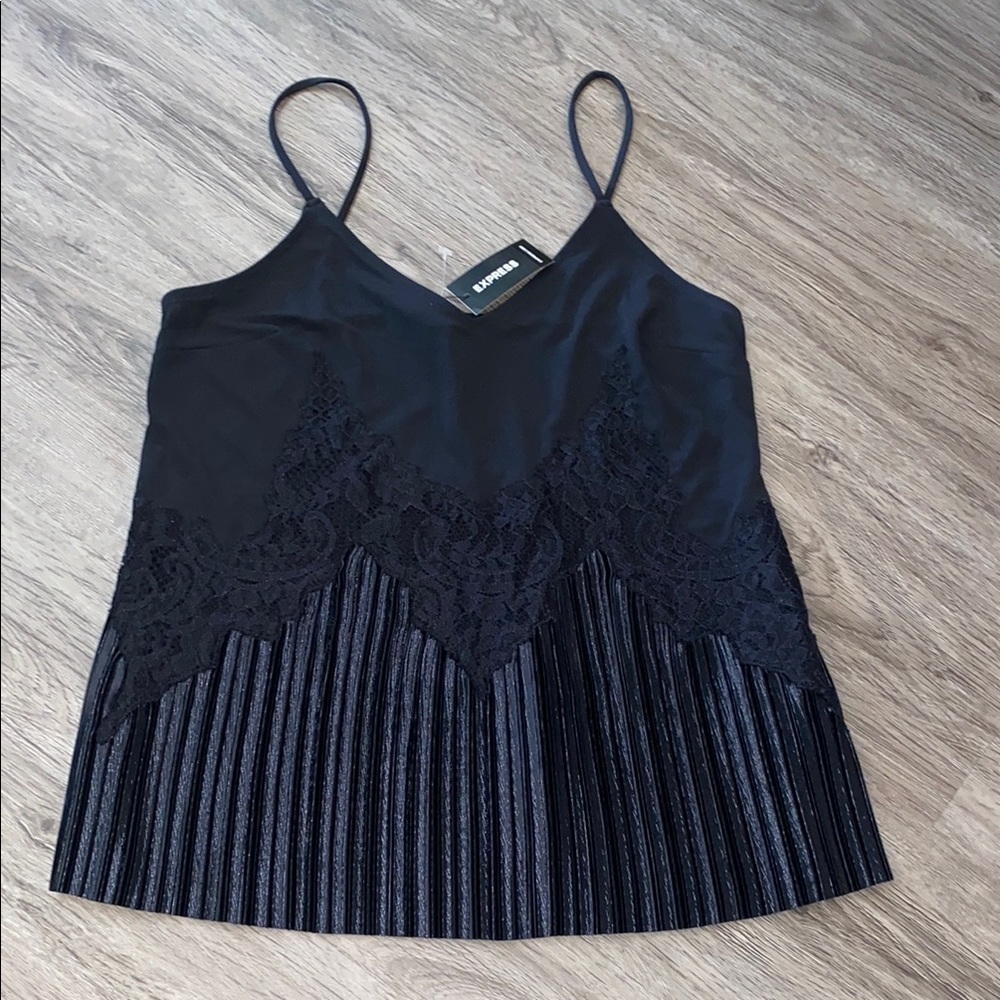 Express Black Lace Trim Cami Top